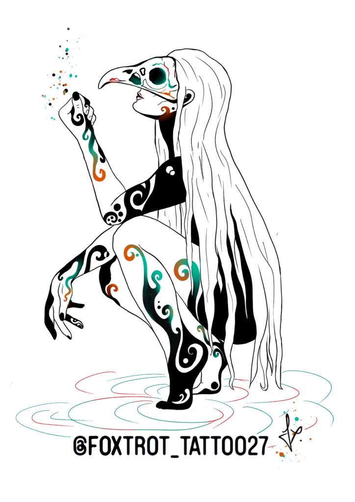 Femme sauvage masquée colorée