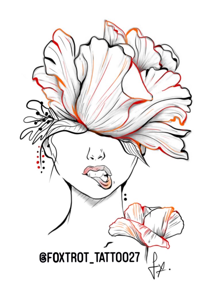 Femme se pinçant les lèvres coloré